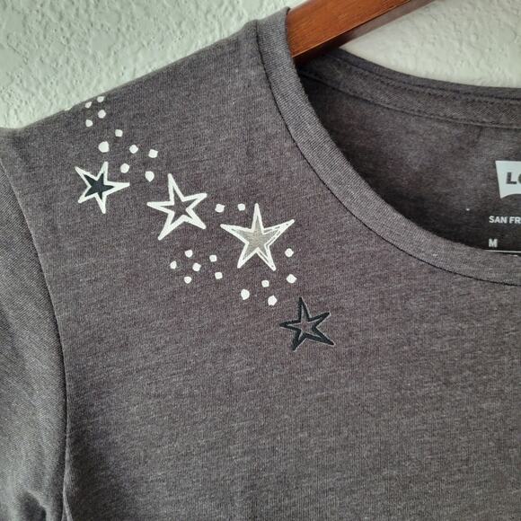 Levi's Girl's Charcoal Gray Western Fringe Star Theme Top Size Medium NWT Rodeo - Picture 5 of 8